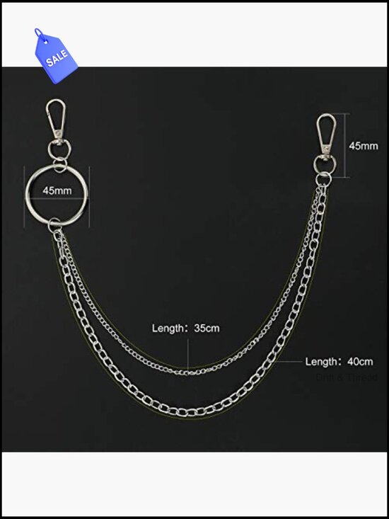 Double Prong Buckle PU Leather Punk Rock Belts with Chain